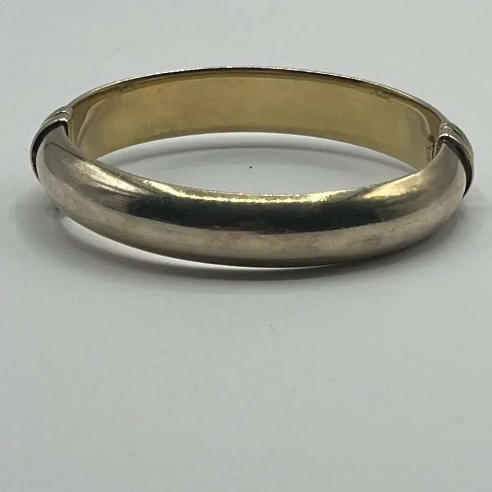 Sterling Silver 925 Gold Vermeil Veronese Italy Hinged Clamper Bracelet Vintage